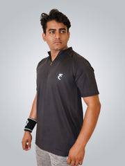 Power Tees Collar Front Chain- Black efficult