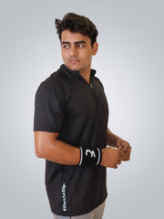 Power Tees Collar Front Chain- Black efficult