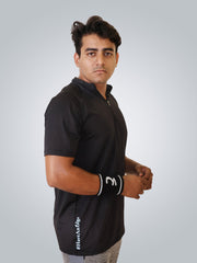 Power Tees Collar Front Chain- Black efficult