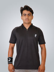 Power Tees Collar Front Chain- Black efficult