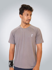 Power Tees Round Neck- Dark Grey efficult